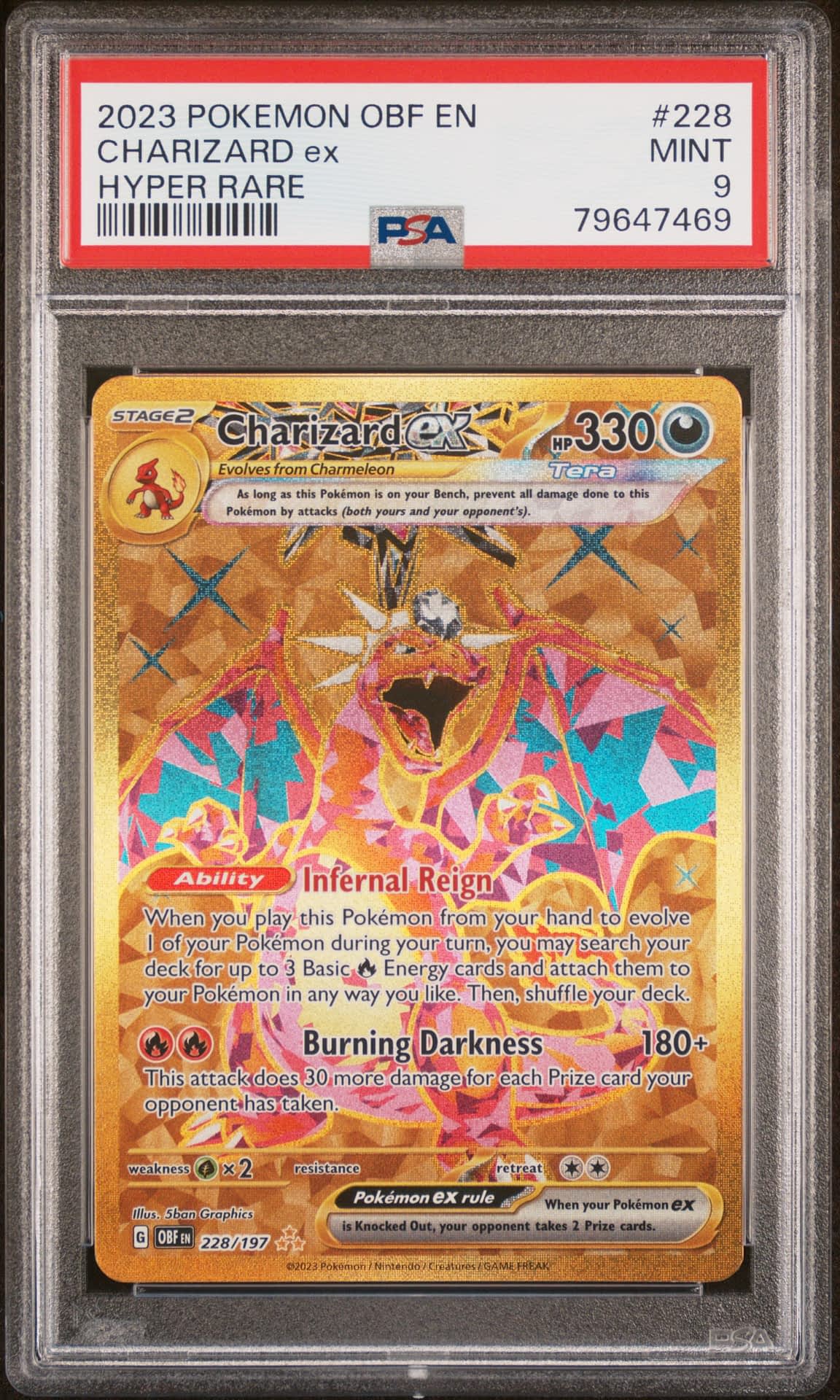 シ*バ様 オネスト ホログラフィクレア ARS9 PSA9相当 2023 Pokemon Obf En-obsidian Flames 228 Charizard Ex Hyper Rare