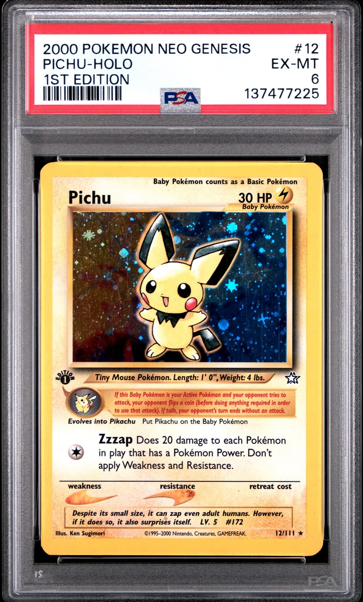 2000 Pokemon Neo Genesis 1st Edition 12 Pichu-holo 1st Edition PSA